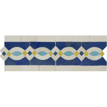 Mosaic House Moroccan tile Zitoune 15-1-23-18 Cobalt Blue White Turquoise Yellow  zellige, mosaic, zellij, border, glaze 